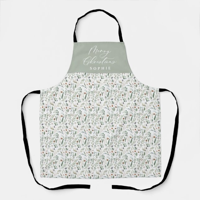 modern merry christmas winter family gift apron (Front)