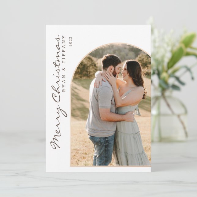 Modern Merry Christmas With Photo Arch Invitation (Standing Front)