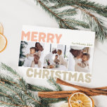 Modern Merry Christmas Year In Review 3 Photo  Holiday Card<br><div class="desc">Send warm wishes this holiday season with this unique and cute, modern Merry Christmas year in review 3 photo holiday card. Its simple and minimalist design features boho-inspired elements in light pink, pastel coral, sage green, blush, and peach hues. Celebrating the festive spirit of December, this design brings a cheerful...</div>