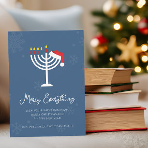 Modern Merry Everything Christmas Hanukkah Holiday Card