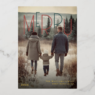 Modern Merry Foil Holiday Photo Card