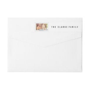 Modern Merry   Holiday Photo Return Address Wrap Around Label