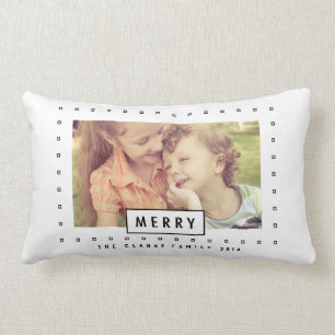 Modern Merry Holiday Photo Throw Pillow