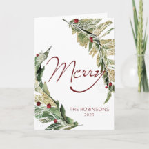Modern & Merry in Snow White Folded Holiday Card