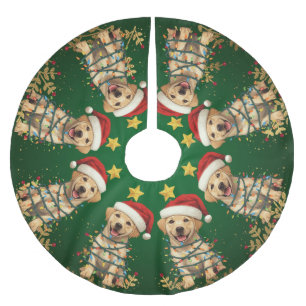 Modern merry Lab christmas tree puppy dog pattern Brushed Polyester Tree Skirt