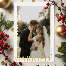 Modern Merry Married Photos Gold Script