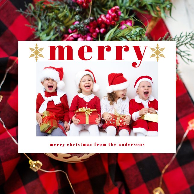 Modern Merry Photo Holiday Card (Creator Uploaded)