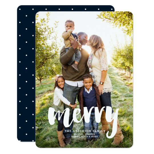 Modern Merry Photo Holiday Christmas Card