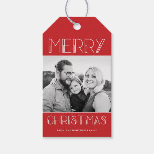 Modern Merry   Red   Photo Holiday Gift Tags