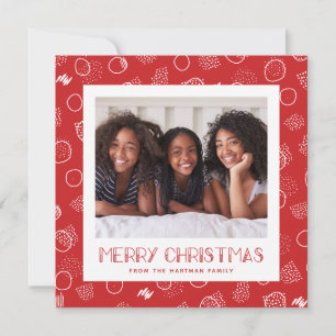 Modern Merry   Red   Square   Photo Holiday Card