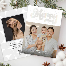 Modern Merry Shimmer Holiday 2-Photo Card