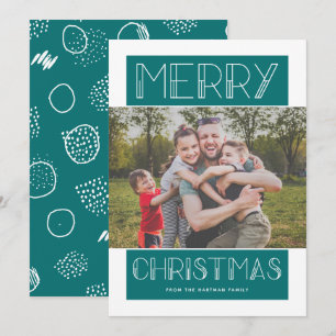 Modern Merry   Teal   Photo Holiday Card