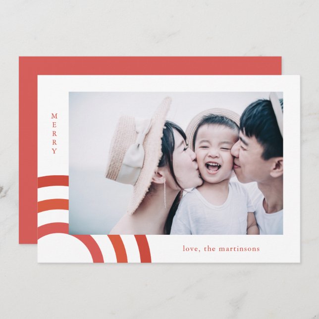 Modern Merry with Pink Geo Photo (Front/Back)