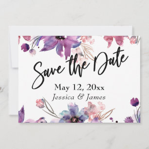Modern Messy Abstract Watercolor Florals Save The Date