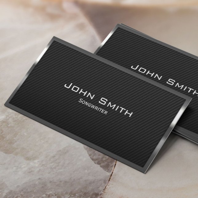 Modern Metal Frame Black Carbon Fibre Songwriter Business Card (Creator Uploaded)