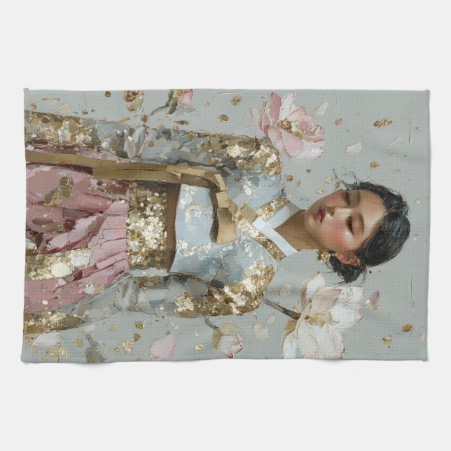 Modern Metal Hanbok Art Kitchen Towel (Horizontal)