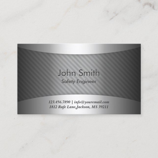 Modern Metal Safety Engineer Business Card (Front)