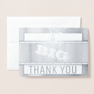 Modern Metal Texture Thank You Foil Card