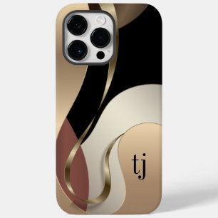 Modern Metallic Abstract Pattern with Monogram Case-Mate iPhone 14 Pro Max Case