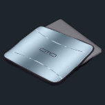 Modern metallic blue stainless steel look laptop sleeve<br><div class="desc">Modern simple,  minimalistic image of a blue metallic background stainless steel look with a shiny blue accent.</div>