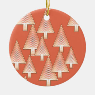 Modern metallic Christmas trees - copper & rust Ceramic Ornament