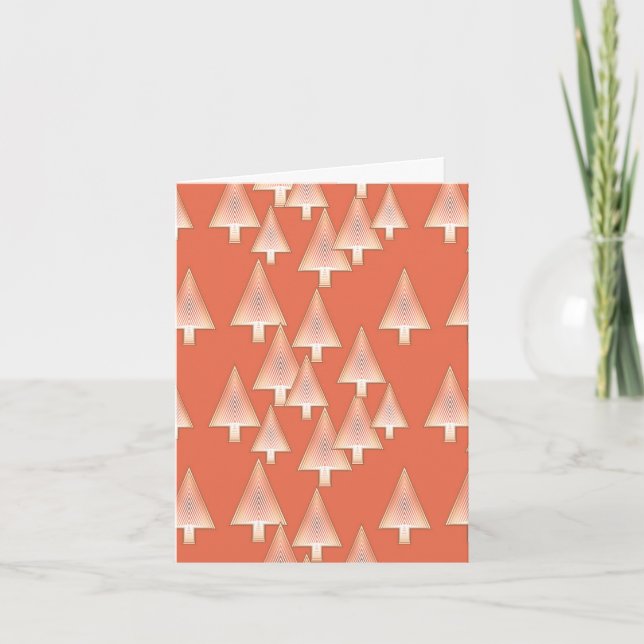 Modern metallic Christmas trees - copper & rust Holiday Card (Front)