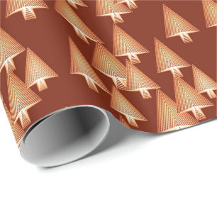 Modern metallic Christmas trees - copper Wrapping Paper