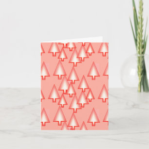 Modern metallic Christmas trees - coral orange Holiday Card