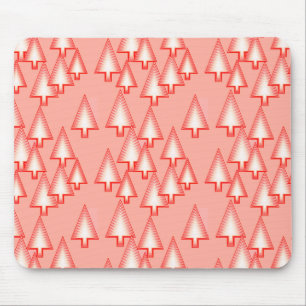 Modern metallic Christmas trees - coral orange Mouse Pad