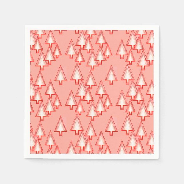Modern metallic Christmas trees - coral orange Napkin (Front)