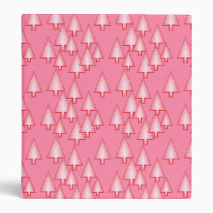 Modern metallic Christmas trees - coral pink Binder