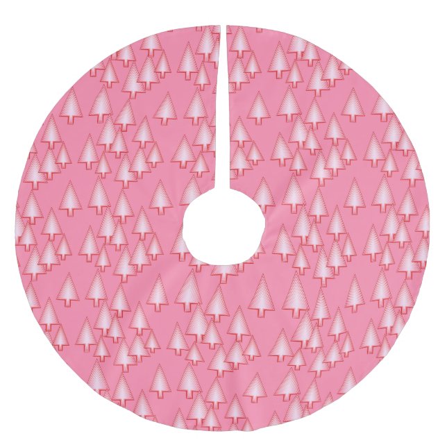 Modern metallic Christmas trees - coral pink Brushed Polyester Tree Skirt (Front)