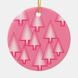 Modern metallic Christmas trees - coral pink Ceramic Ornament