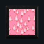 Modern metallic Christmas trees - coral pink Gift Box<br><div class="desc">Mid-Century Modern 3-d metallic-look Christmas trees in a silky,  striped gradient - soft shades of pastel coral pink on a deeper coral pink background</div>