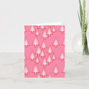 Modern metallic Christmas trees - coral pink Holiday Card