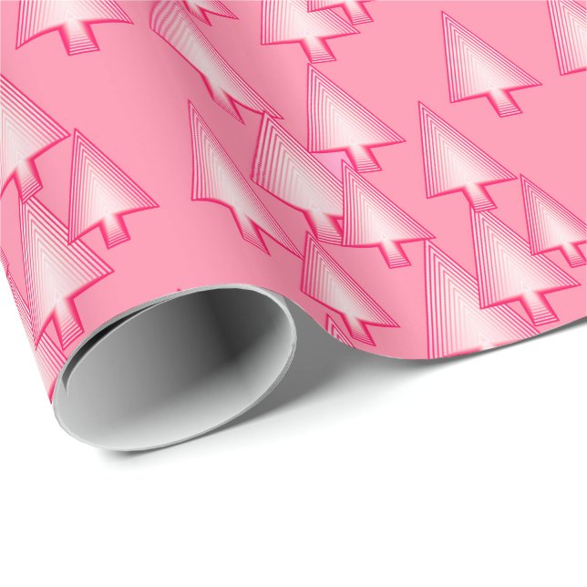 Modern metallic Christmas trees - coral pink Wrapping Paper (Roll Corner)