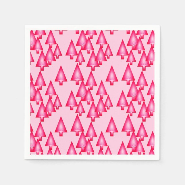 Modern metallic Christmas trees - fuchsia pink Napkin (Front)