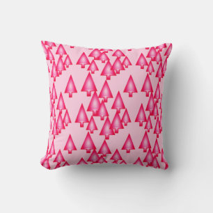 Modern metallic Christmas trees - fuchsia pink Throw Pillow