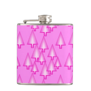 Modern metallic Christmas trees - orchid pink Hip Flask