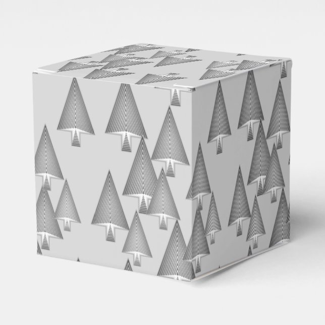 Modern metallic Christmas trees - silver grey Favor Box (Front Side)