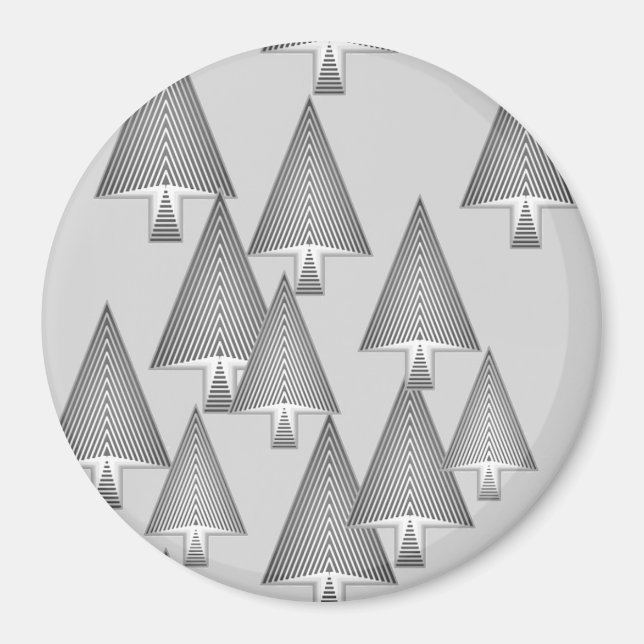 Modern metallic Christmas trees - silver grey Magnet (Front)