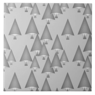 Modern metallic Christmas trees - silver grey Tile