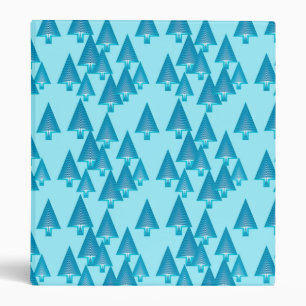 Modern metallic Christmas trees - sky blue Binder
