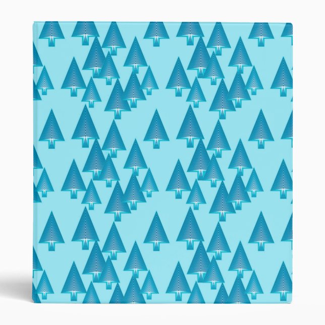 Modern metallic Christmas trees - sky blue Binder (Front)
