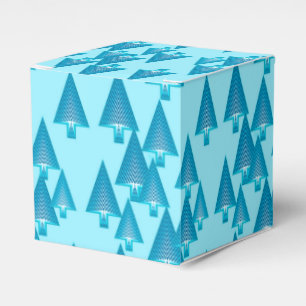 Modern metallic Christmas trees - sky blue Favor Box