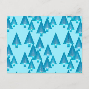 Modern metallic Christmas trees - sky blue Holiday Postcard