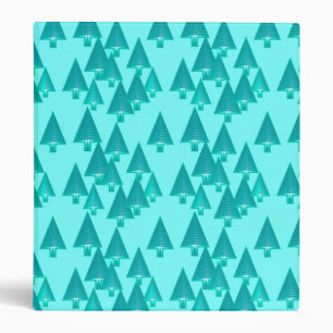 Modern metallic Christmas trees - turquoise Binder