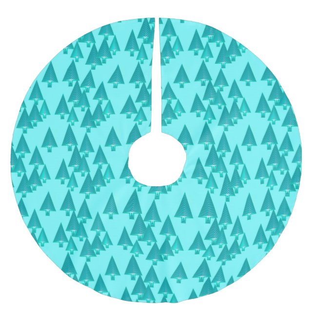Modern metallic Christmas trees - turquoise Brushed Polyester Tree Skirt (Front)