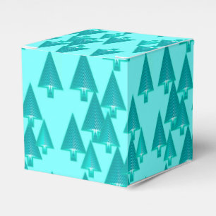 Modern metallic Christmas trees - turquoise Favor Box