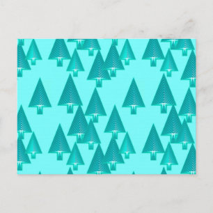 Modern metallic Christmas trees - turquoise Holiday Postcard